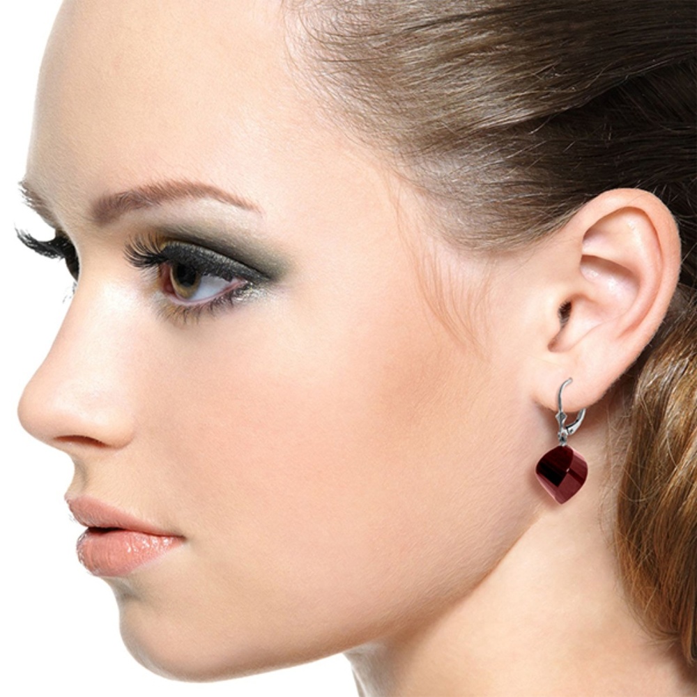 LEVER BACK EARRINGS WITH TWISTED BRIOLETTE RUBIES - Picture 2 of 5